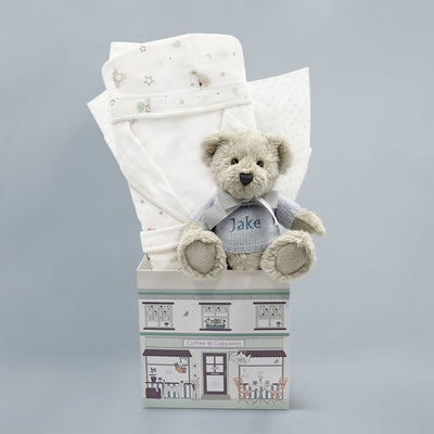 Personalised Berkeley Bear & Little Love Bathrobe, Blue