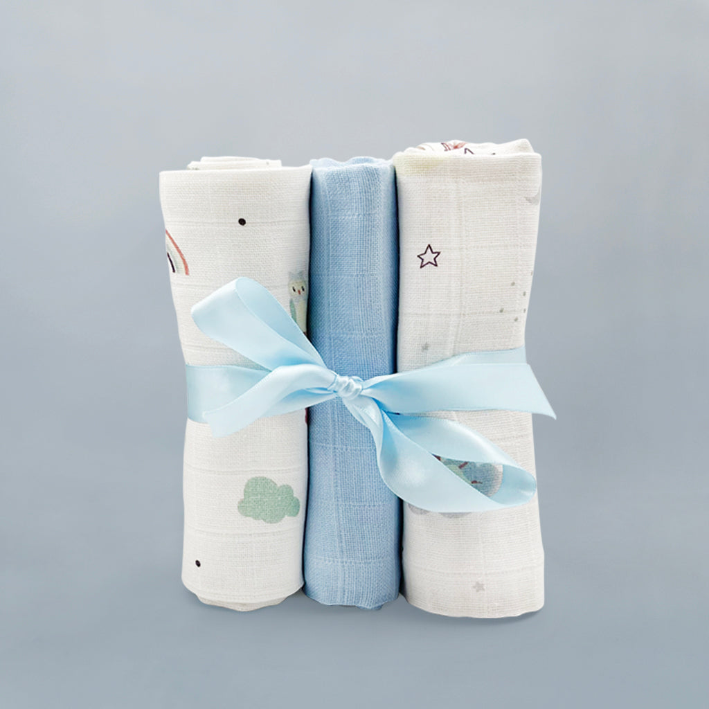 Little Love Trio of Muslins - Blue