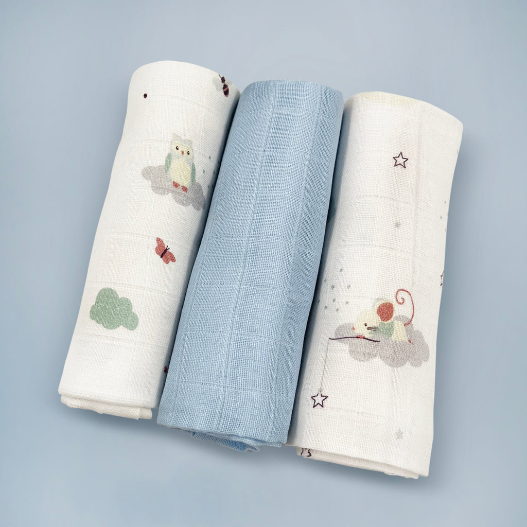 Little Love Trio of Muslins - Blue