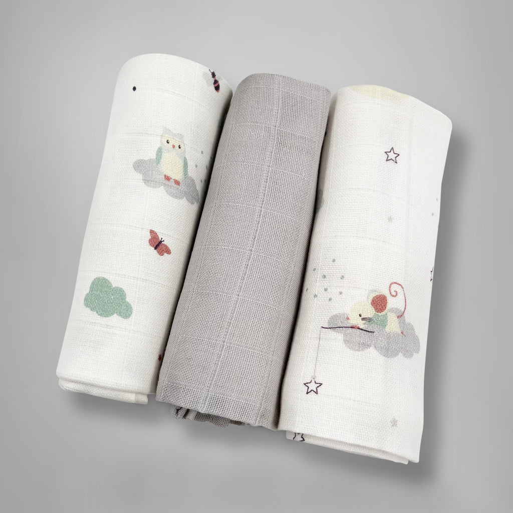 Little Love Trio of Muslins - Grey