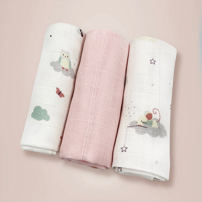 Little Love Trio of Muslins - Pink