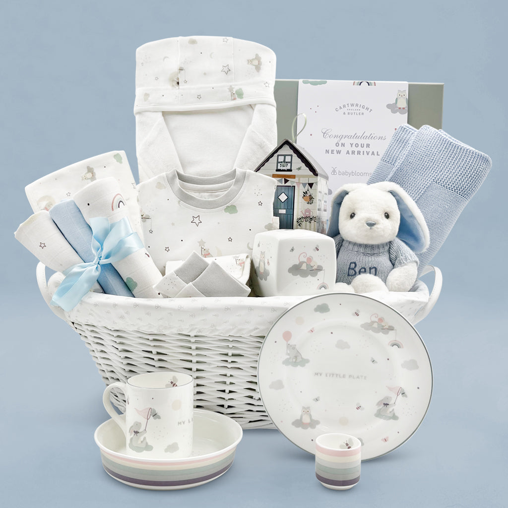 Personalised Baby Gift Little Love Luxury Baby Boy Hamper With Food Hamper