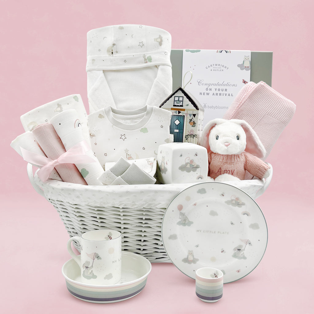 Personalised Little Love Luxury Baby Girl Hamper With Family Treats Box