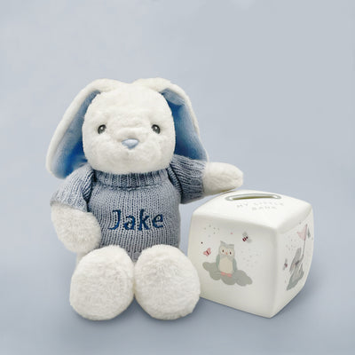 Personalised Blue Bunny and Little Love Money Box