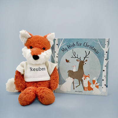 My Wish For Christmas Book with Personalised Fox Cub Soft Toy