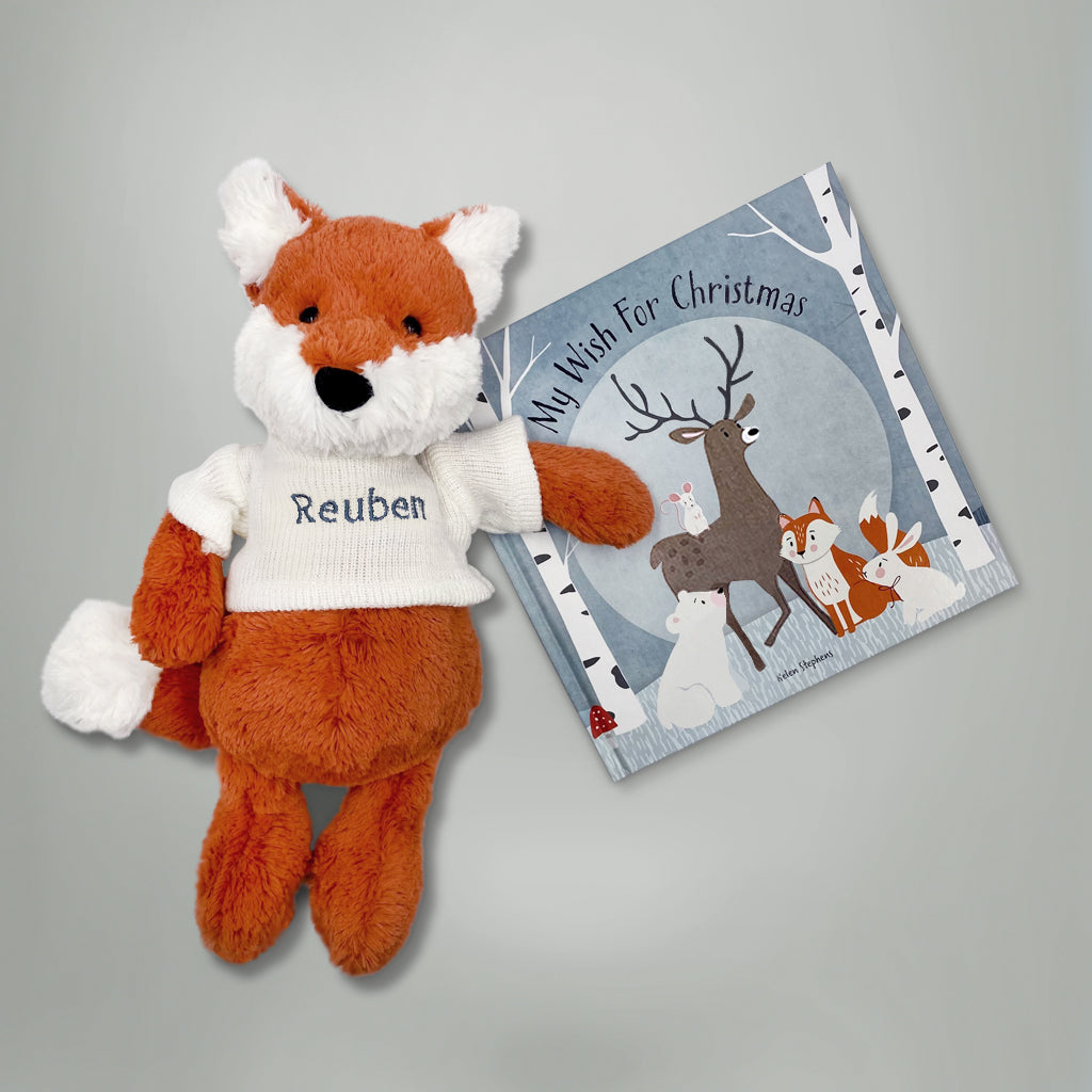 My Wish For Christmas Book with Personalised Fox Cub Soft Toy