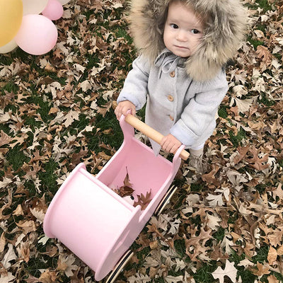 Personalised Pink Wooden Dolls Pram