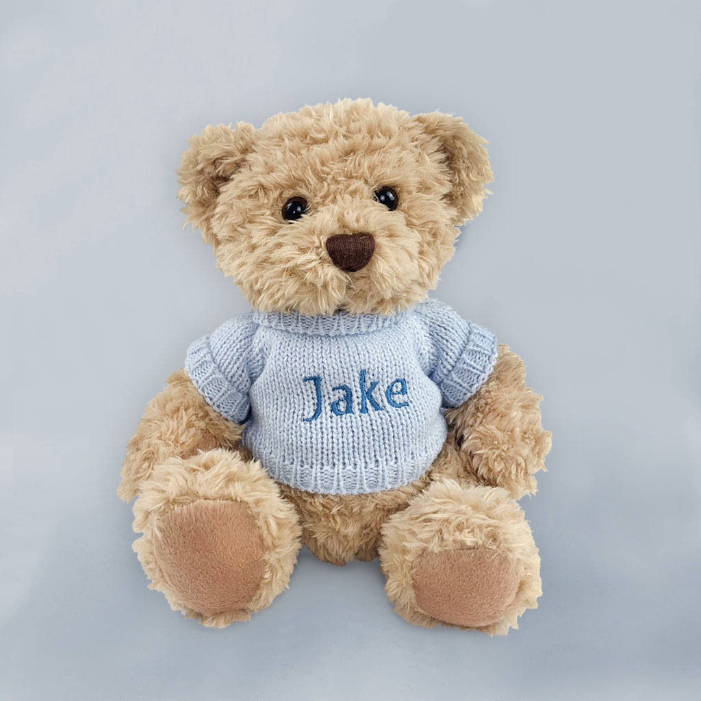 Personalised Baby Boy Gift Bertie Teddy Bear Soft Toy Blue