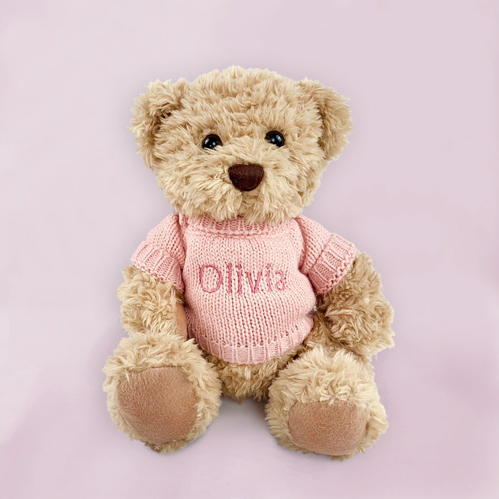 Luxury Rose Baby Clothes Bouquet and Personalised Teddy Bear, Pink