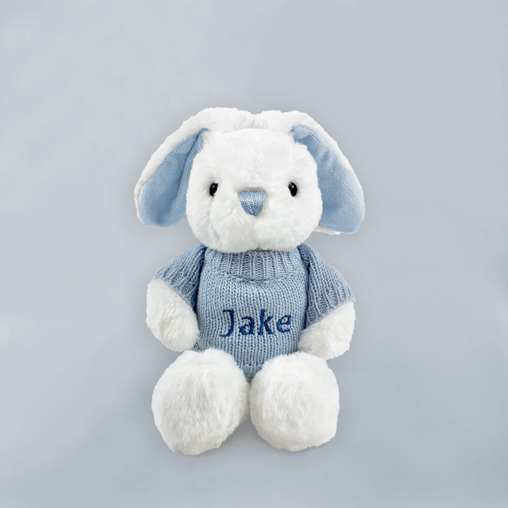 Little Bunny Bath and Bedtime Hamper, Blue - 1-2 Years with White Personalised Bathrobe