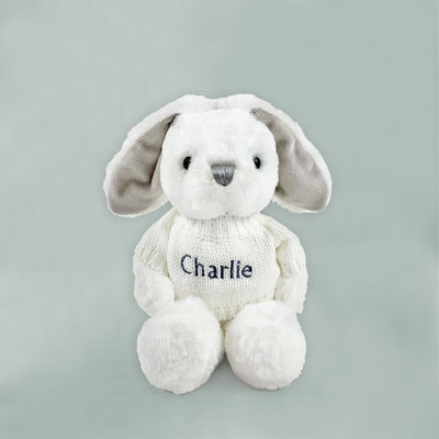 Little Bunny Bath and Bedtime Hamper, Grey - 6-12 Months with White Personalised Bathrobe