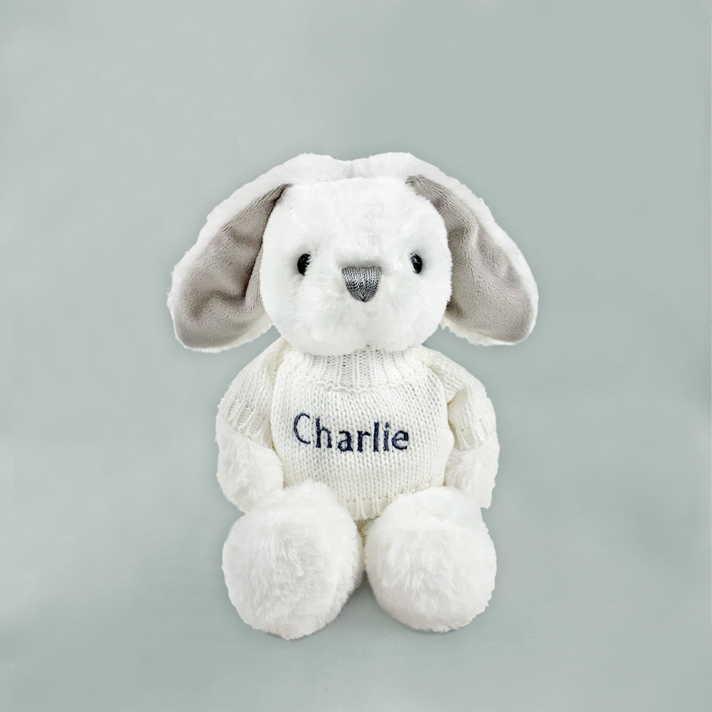 Little Bunny and Bathrobe Hamper, Grey - 1-2 Years with White Personalised Bathrobe
