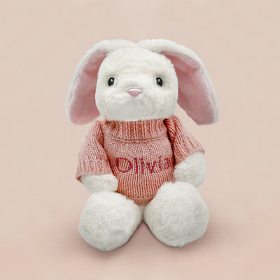 Little Bunny Bath and Bedtime Hamper, Pink - 6-12 Months with White Personalised Bathrobe