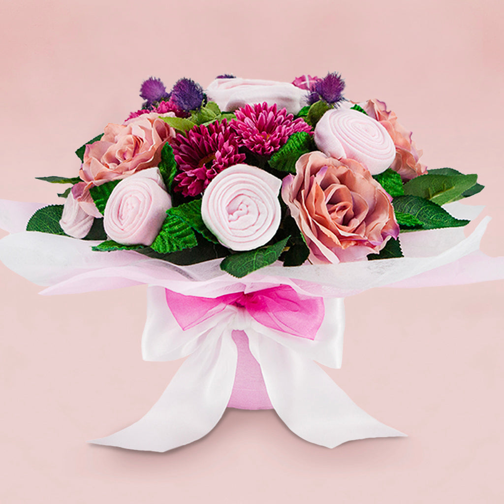 Summer Luxury Rose Baby Clothes Bouquet, Pink