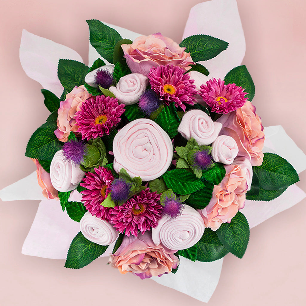 Summer Luxury Rose Baby Clothes Bouquet, Pink