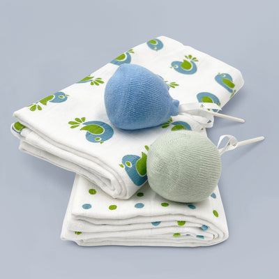 Swaddles and Socks New Baby Gift Set, Blue