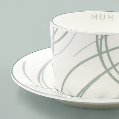 Mum's Fine Bone China Cup and Saucer Gift Set with Tea and Biscuits