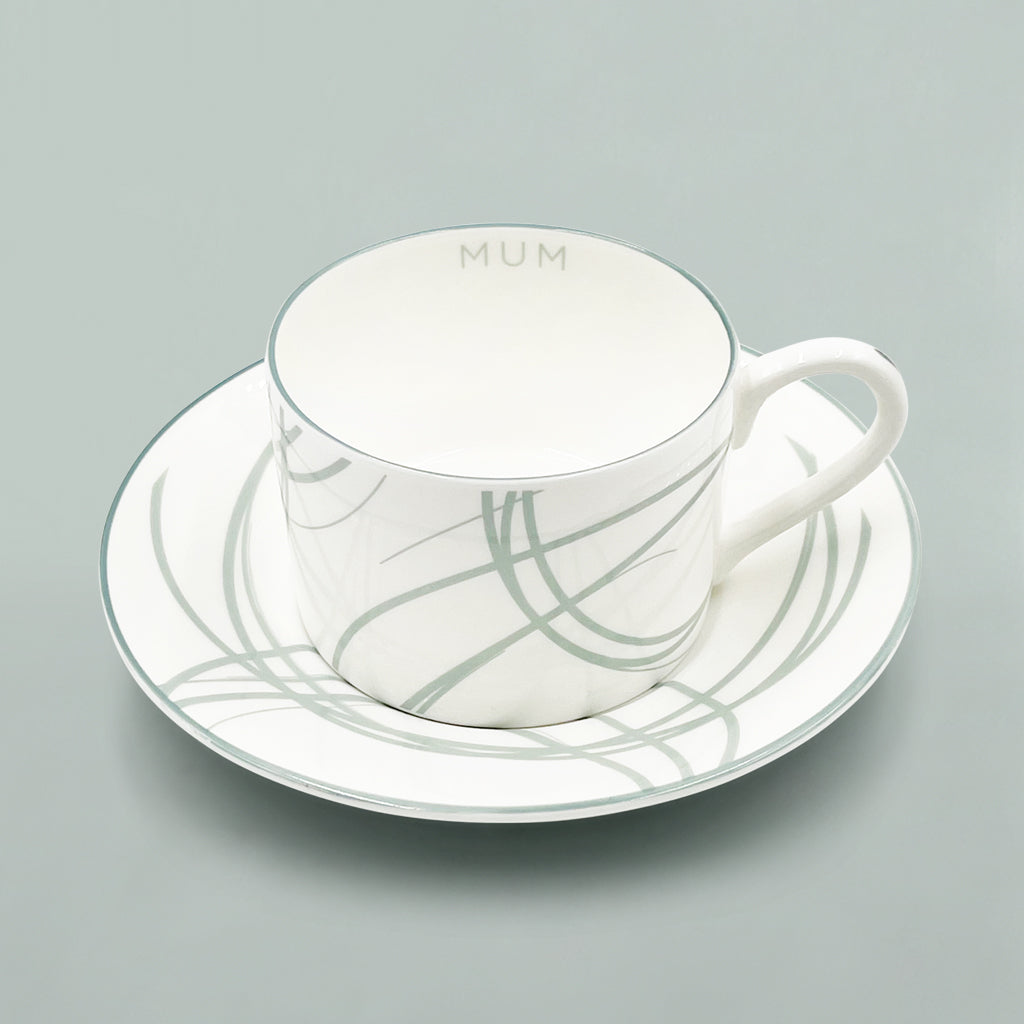 Mum's Fine Bone China Cup and Saucer Gift Set with Tea and Biscuits