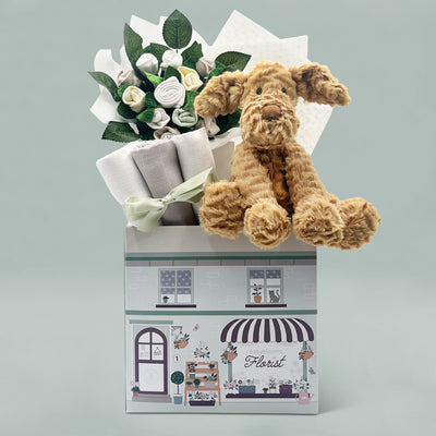 Fuddlewuddle Puppy Welcome Baby Hamper, Neutral