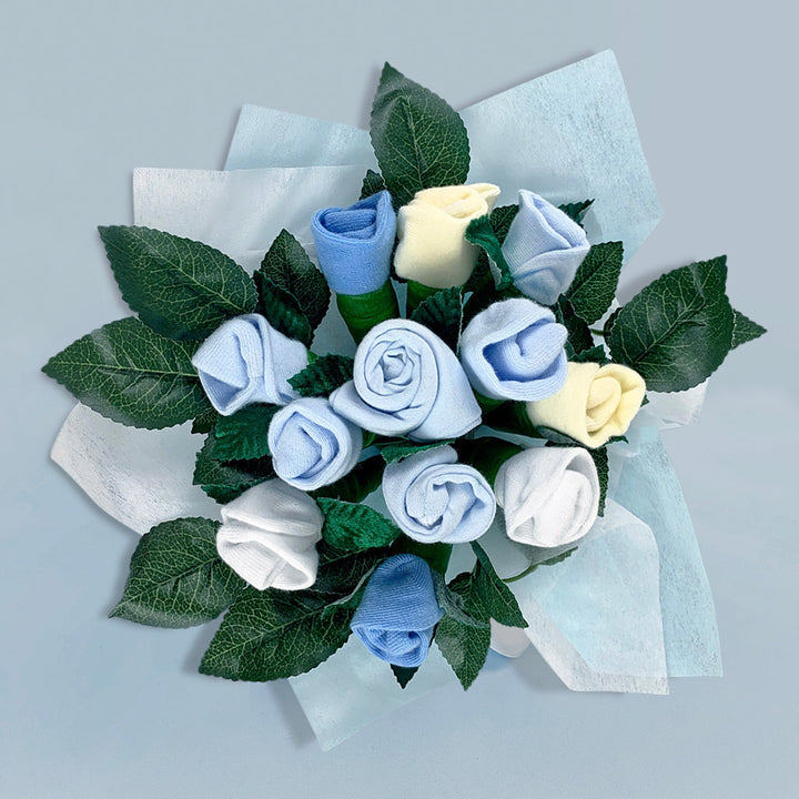 Welcome Baby Clothes Posy with Little Love Baby Wrap, Blue