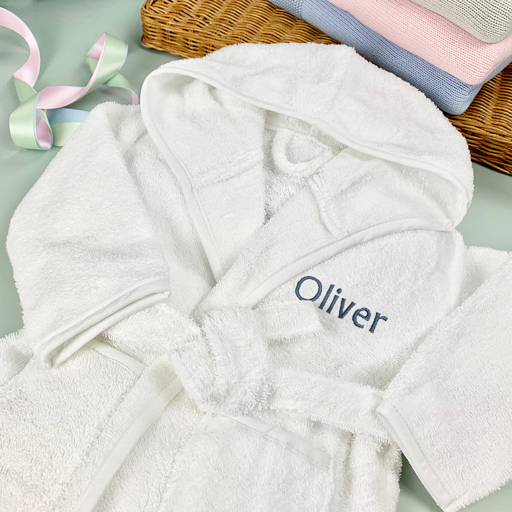 Baby Boy Gift Personalised Blue Bathrobe 6-12 Months