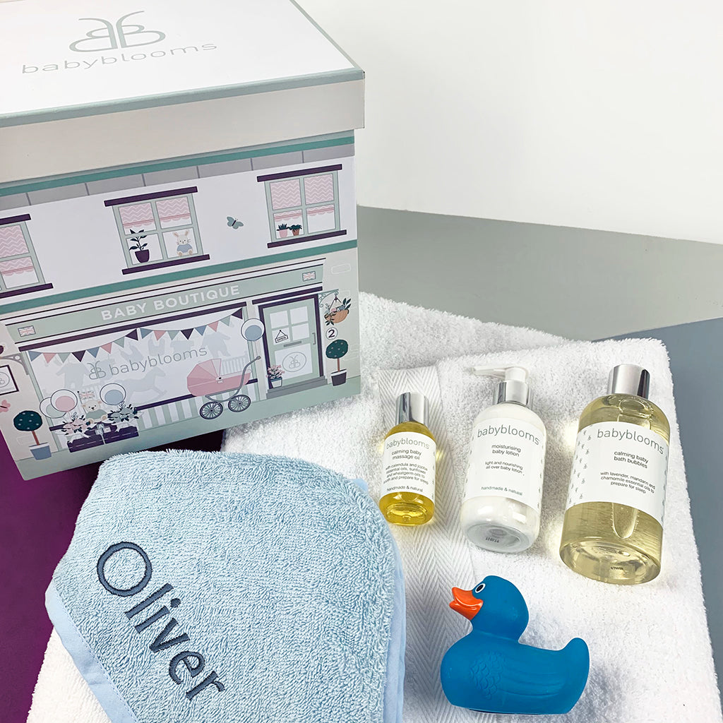 Personalised Baby Bathtime Hamper, Blue