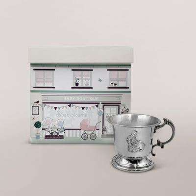 Christening Gift For Girls Pewter Cup With Soft Toy Bunny