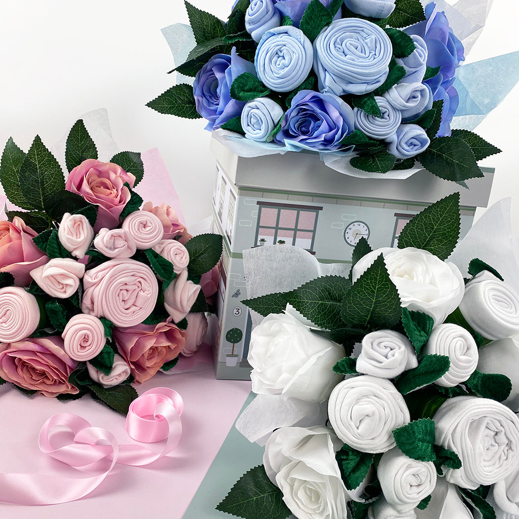 Luxury Rose Baby Clothes Bouquet - Blue