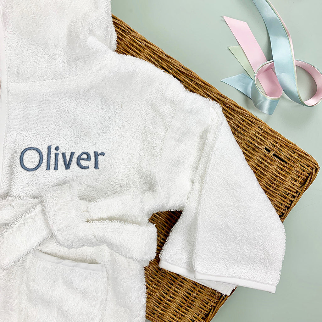 Personalised Bathrobe, Blue - 0-12 Months