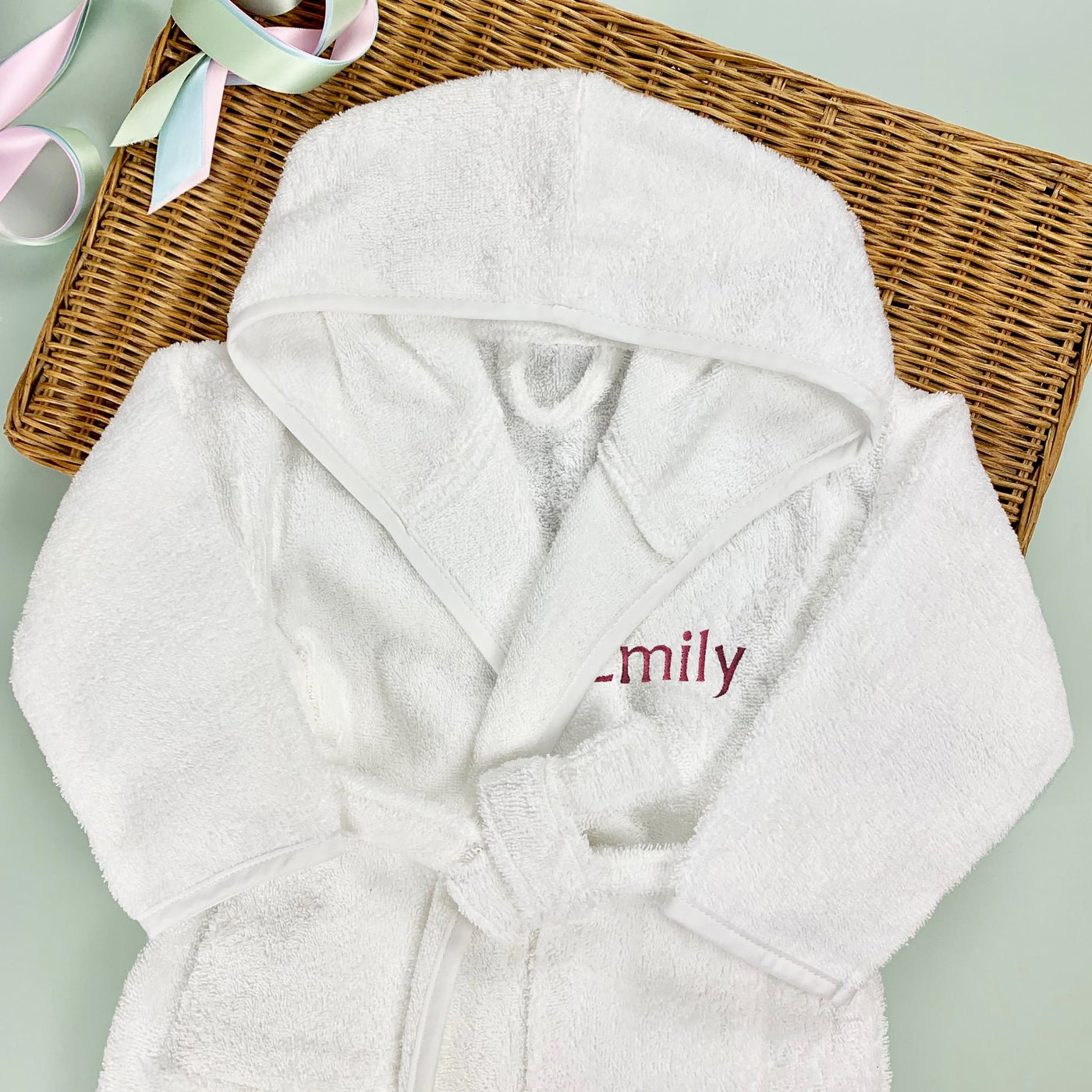 Little Bunny Bath and Bedtime Hamper, Pink - 1-2 Years with White Personalised Bathrobe