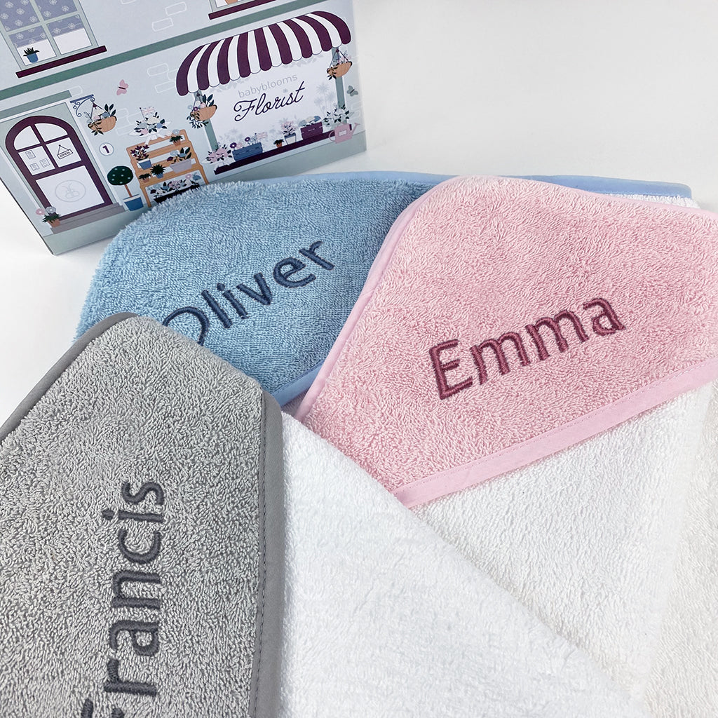 Personalised Baby Hooded Towel, Blue