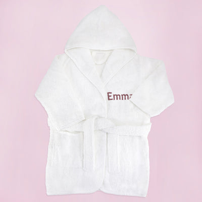Little Bunny Bath and Bedtime Hamper, Pink - 6-12 Months with White Personalised Bathrobe