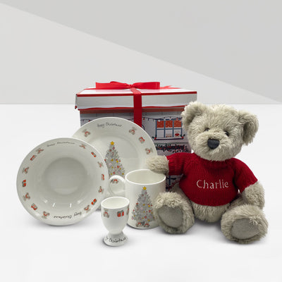 Personalised Berkeley Bear's Christmas Morning Breakfast Set, Red