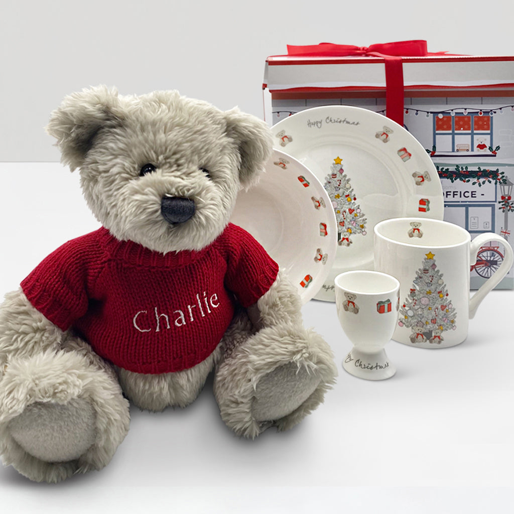 Personalised Berkeley Bear's Christmas Morning Breakfast Set, Red