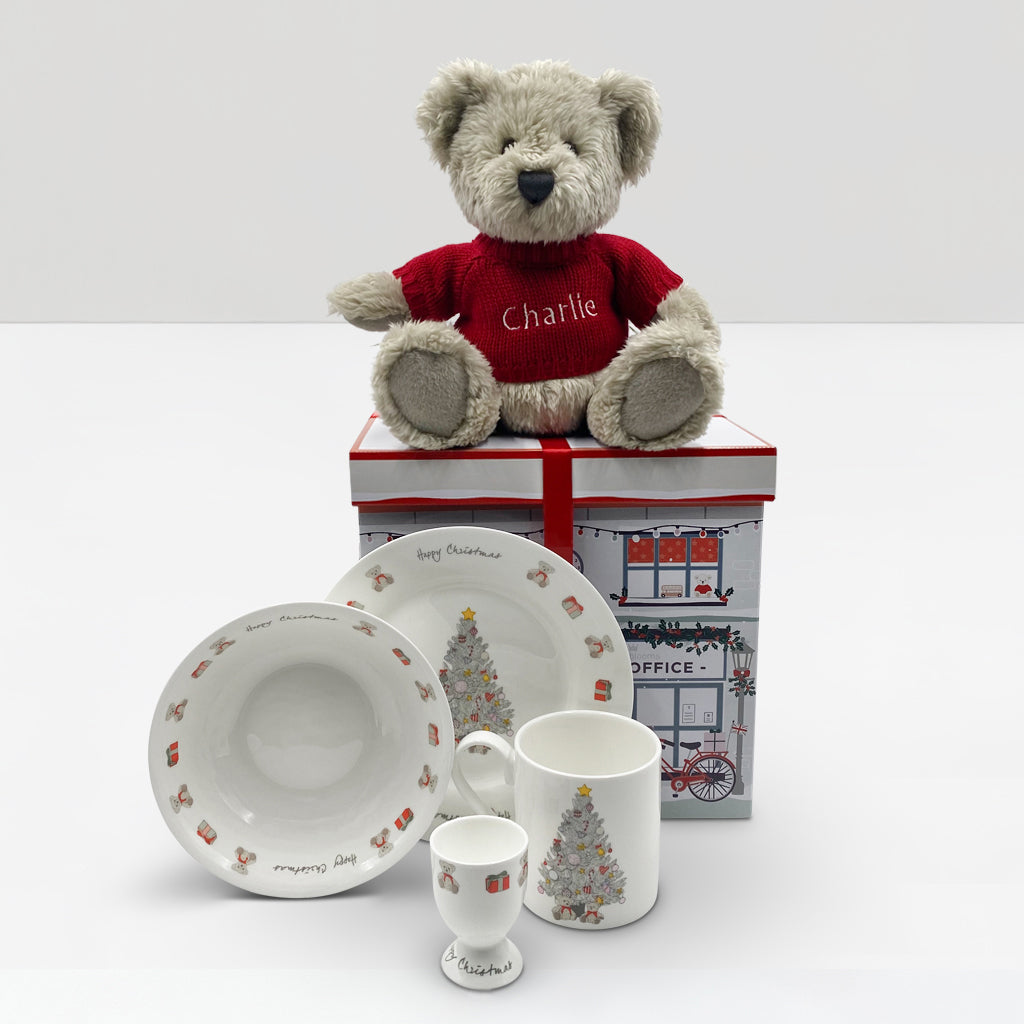 Personalised Berkeley Bear's Christmas Morning Breakfast Set, Red